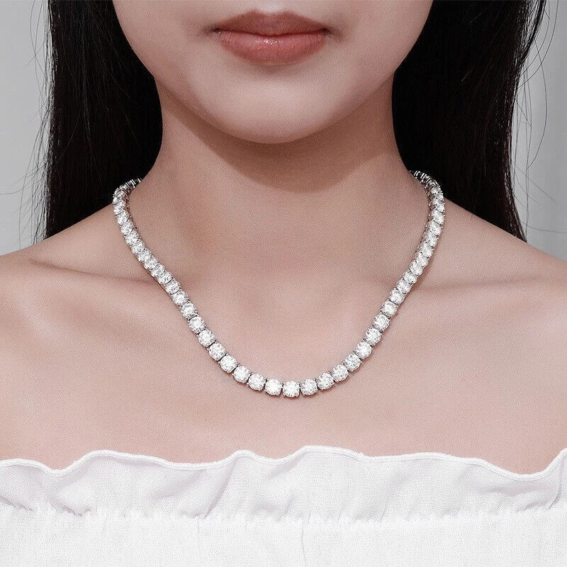 6.35mm Round Diamond Tennis Necklace
